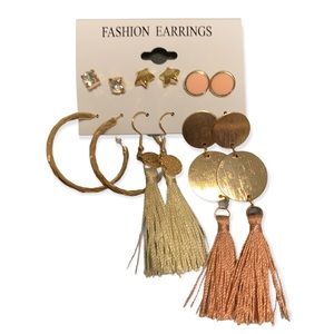 NWT | Fashion Earrings | 6 Pairs of Hoop, Stud & Dangly Earrings